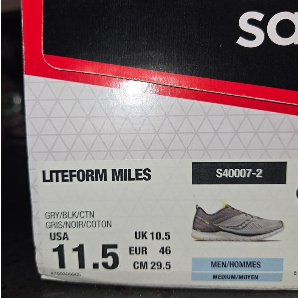 Saucony Liteform Miles Mens Running Shoes Gray Black Citron S40007-2 Size 11.5 - Picture 11 of 11